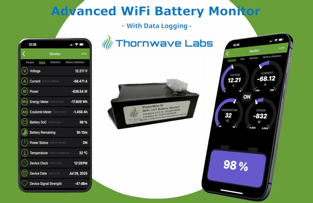 PowerMon-W - WiFi / IoT Advanced Battery Monitor / DC Power Meter with data logging