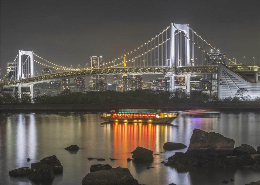 Wall art Charming Rainbow Bridge With Tokyo Skyline in the Evening - Panorama