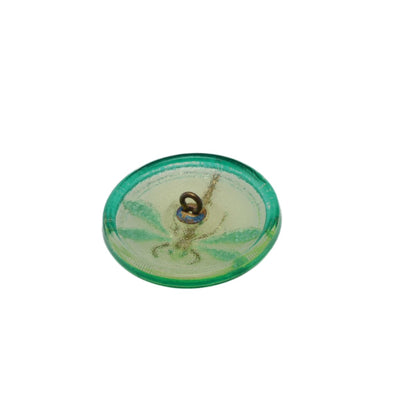 Czech Glass Dragonfly Button 31mm - Aqua Blue Clear Glass Shank Button