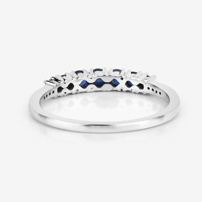 0.45 Carat Genuine Blue Sapphire and White Diamond 14K White Gold Ring