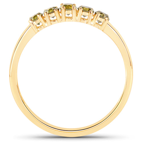 0.46 Carat Genuine Yellow Diamond 14K Yellow Gold Ring (I1-I2)