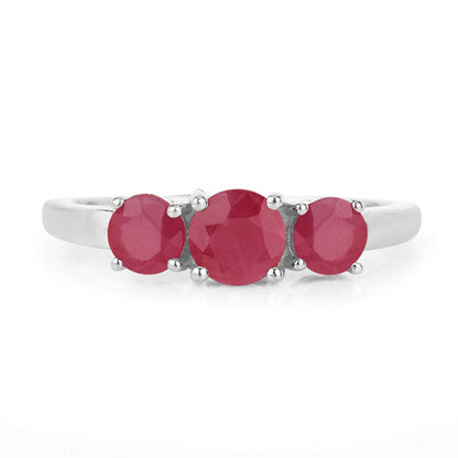 1.15 Carat Genuine Ruby 14K White Gold Ring