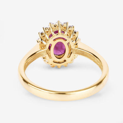 1.64 Carat Genuine Ruby and White Diamond 14K Yellow Gold Ring