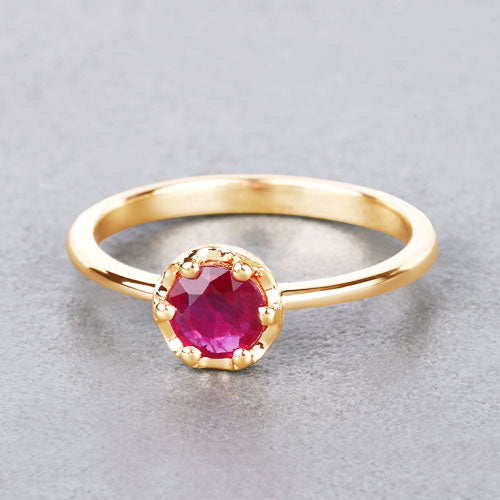 0.50 Carat Genuine Ruby 14K Yellow Gold Ring