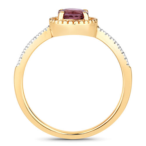 0.92 Carat Genuine Ruby and White Diamond 14K Yellow Gold Ring