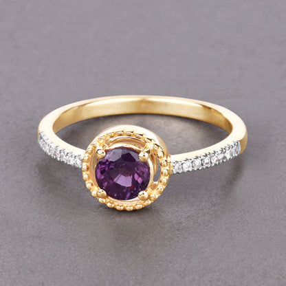 0.92 Carat Genuine Ruby and White Diamond 14K Yellow Gold Ring