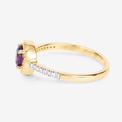 0.92 Carat Genuine Ruby and White Diamond 14K Yellow Gold Ring
