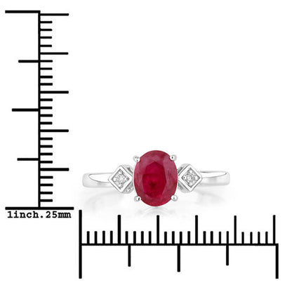 1.22 Carat Genuine Ruby and White Diamond 14K White Gold Ring