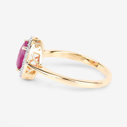 1.83 Carat Genuine Ruby and White Diamond 14K Yellow Gold Ring