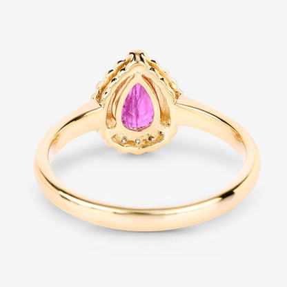 0.94 Carat Genuine Ruby and White Diamond 14K Yellow Gold Ring