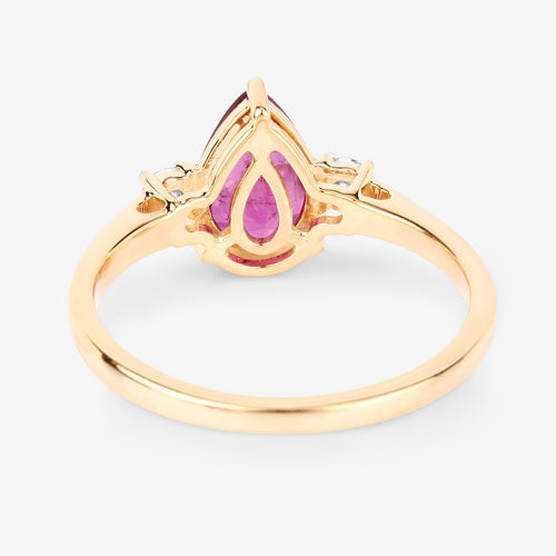 1.08 Carat Genuine Ruby and White Diamond 14K Yellow Gold Ring