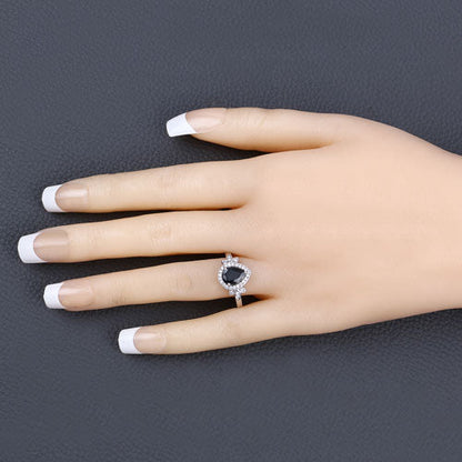 1.54 Carat Genuine Blue Sapphire and White Diamond 14K White Gold Ring