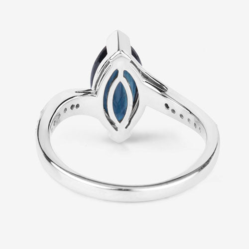 2.26 Carat Genuine Blue Sapphire and White Diamond 14K White Gold Ring