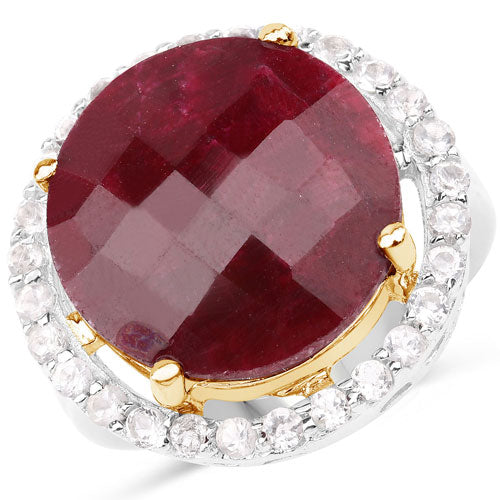 13.10 Carat Dyed Ruby and White Topaz .925 Sterling Silver Ring — photo 1 of 3