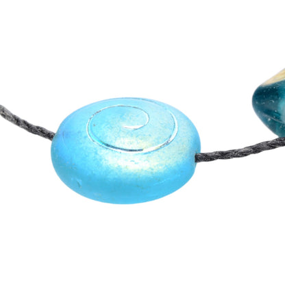 Turquoise Blue Lampwork Glass Bead Set - 7 Mixed Shape Beads with Copper Accents