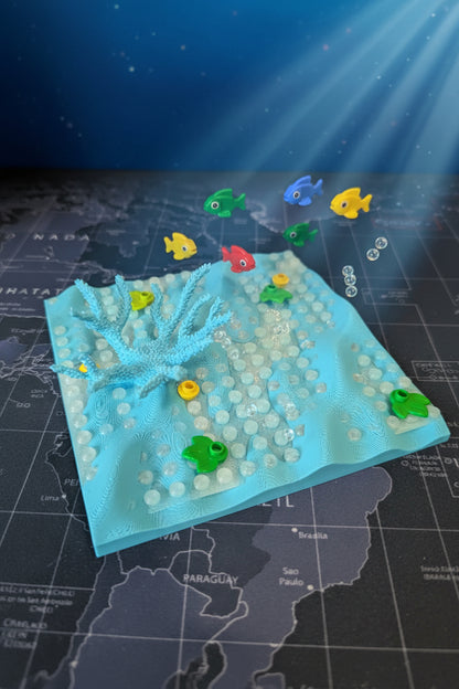 Experimento 001 - Escena base modular 16x16 compatible con ladrillos – Entorno de coral oceánico