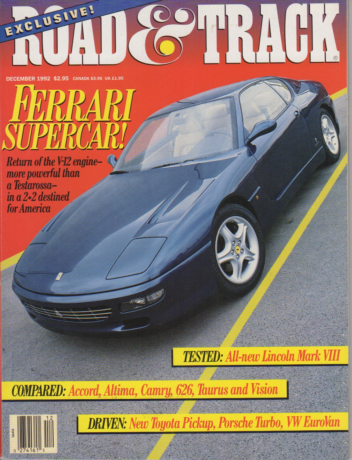 Road & Track Magazine 1992/12