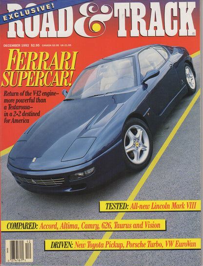 Road & Track Magazine 1992/12