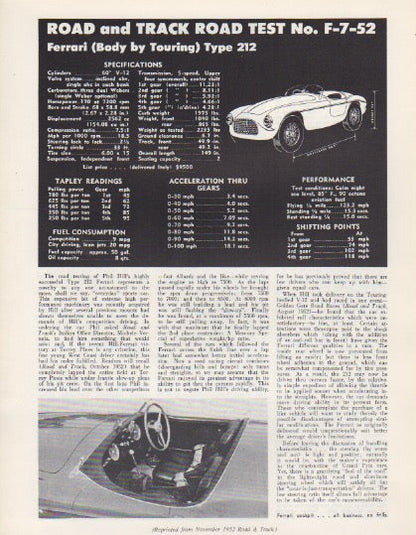 Road & Track Ferrari 212 Road Test