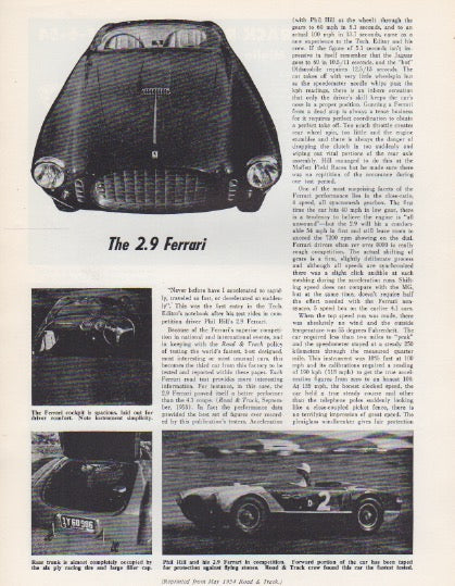 Road & Track Ferrari 250 MM