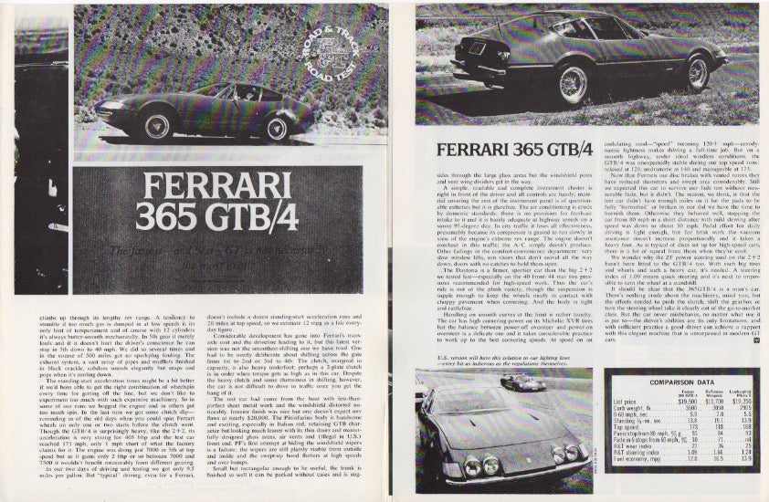 Road & Track Ferrari 365 GTB/4 Road Test