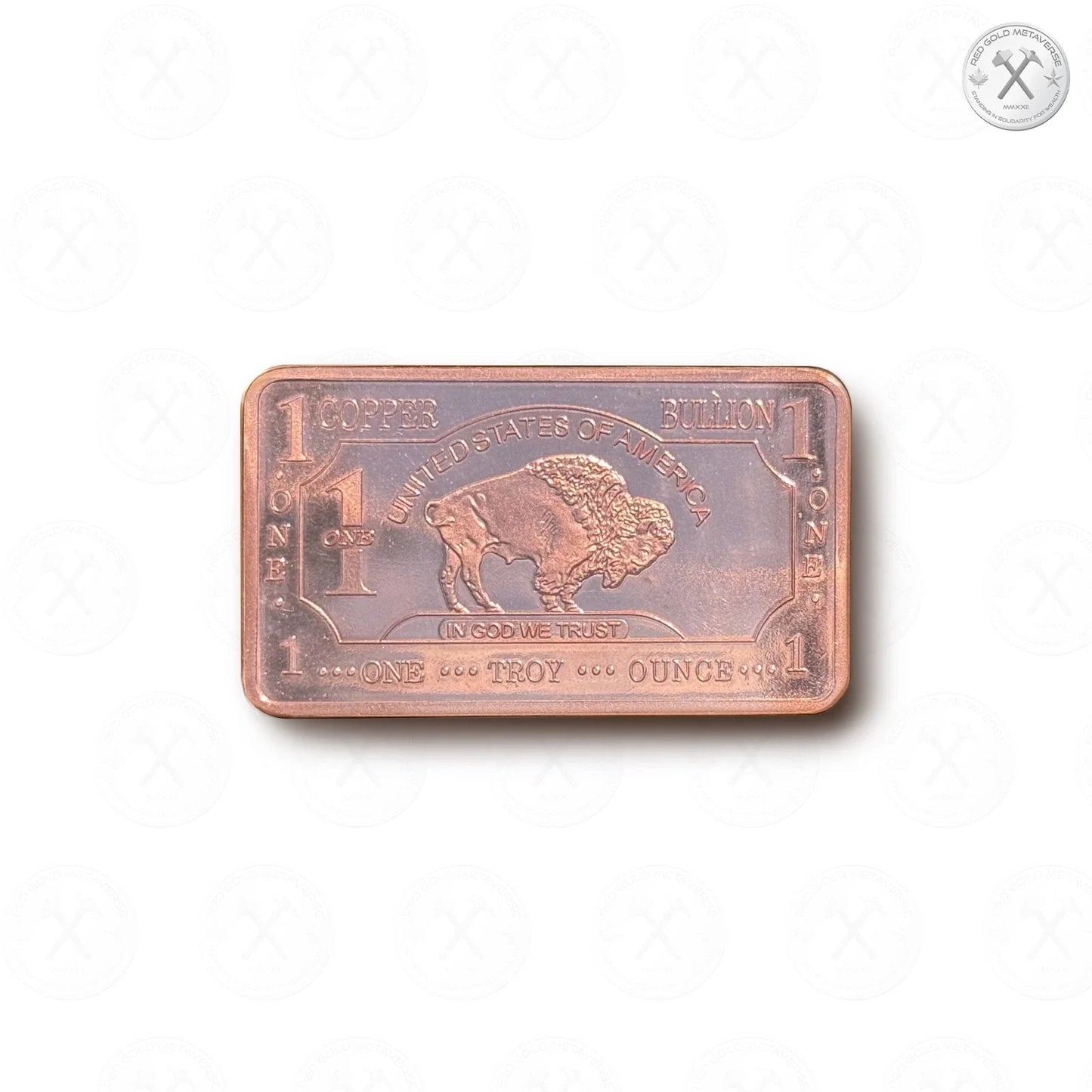 1 oz One Troy Ounce USA American Buffalo .999 Fine Copper Bar Ingot Cu Element