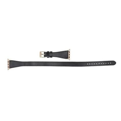 Luxury Double Wrap Black Leather Apple Watch Band - San Diego