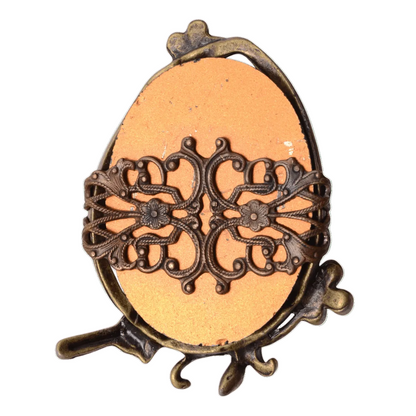 Vintage Style Antique Brass Bird Brooch with Deep Purple Amethyst Crystal - 53mm Statement Pin