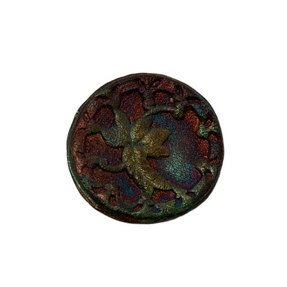 Vintage Raku Ceramic Button 35mm Tree of Life Handmade USA Signed Art Button
