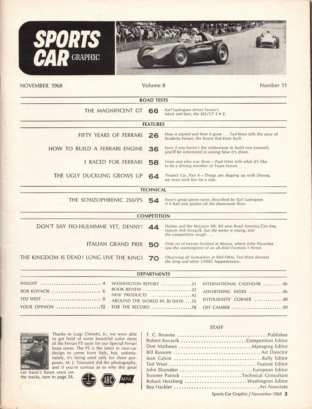 Sports Car Graphic Magazine 1968-11