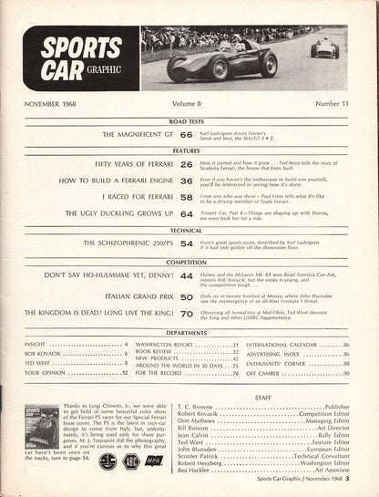 Sports Car Graphic Magazine 1968-11