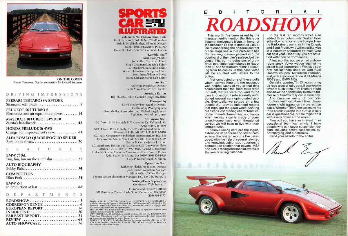 Sports Car Illustrated Magazine 1987/11