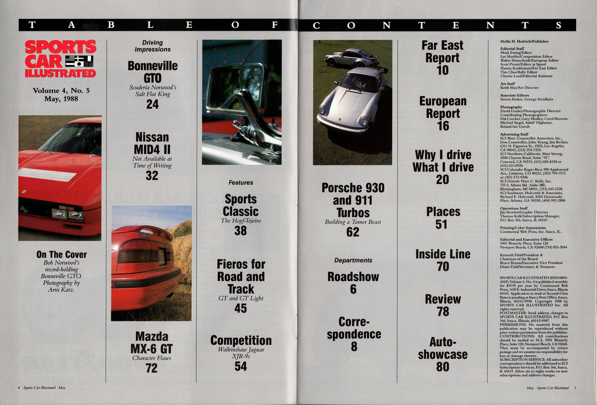 Sports Car Illustrated Magazine 1988/05