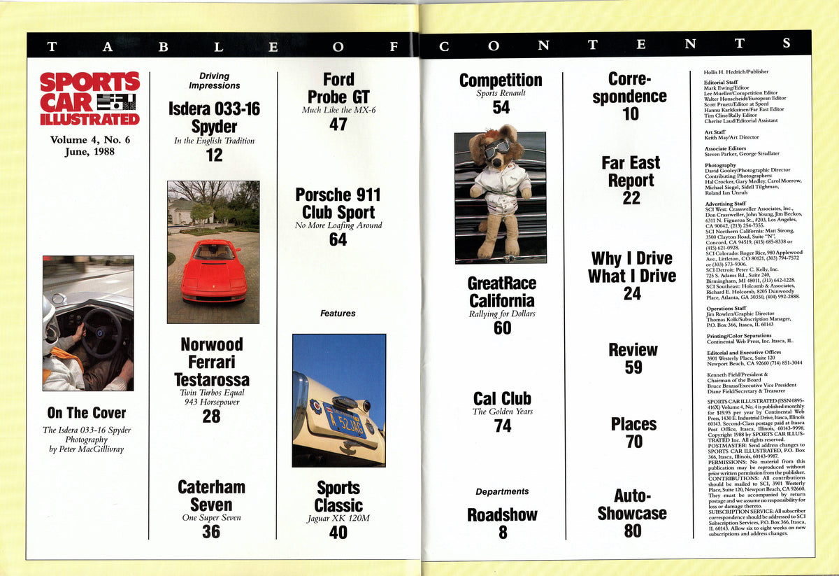 Sports Car Illustrated Magazine 1988/06