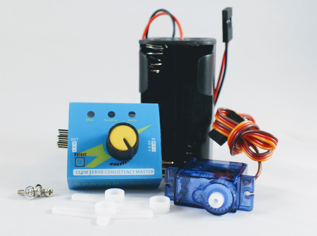 Servo Tester Kit: All-in-one Servo Motor with Controller and Battery Holder STEM Kit For Simple Robots