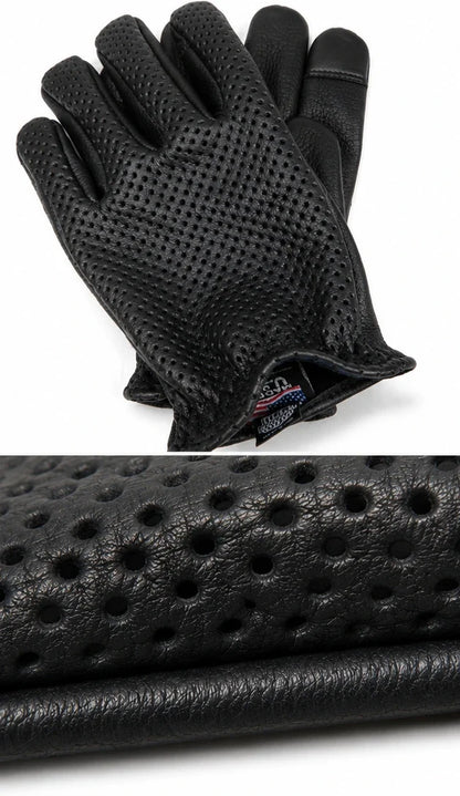 Ventilated Short Wrist Touchscreen Deerskin Gloves