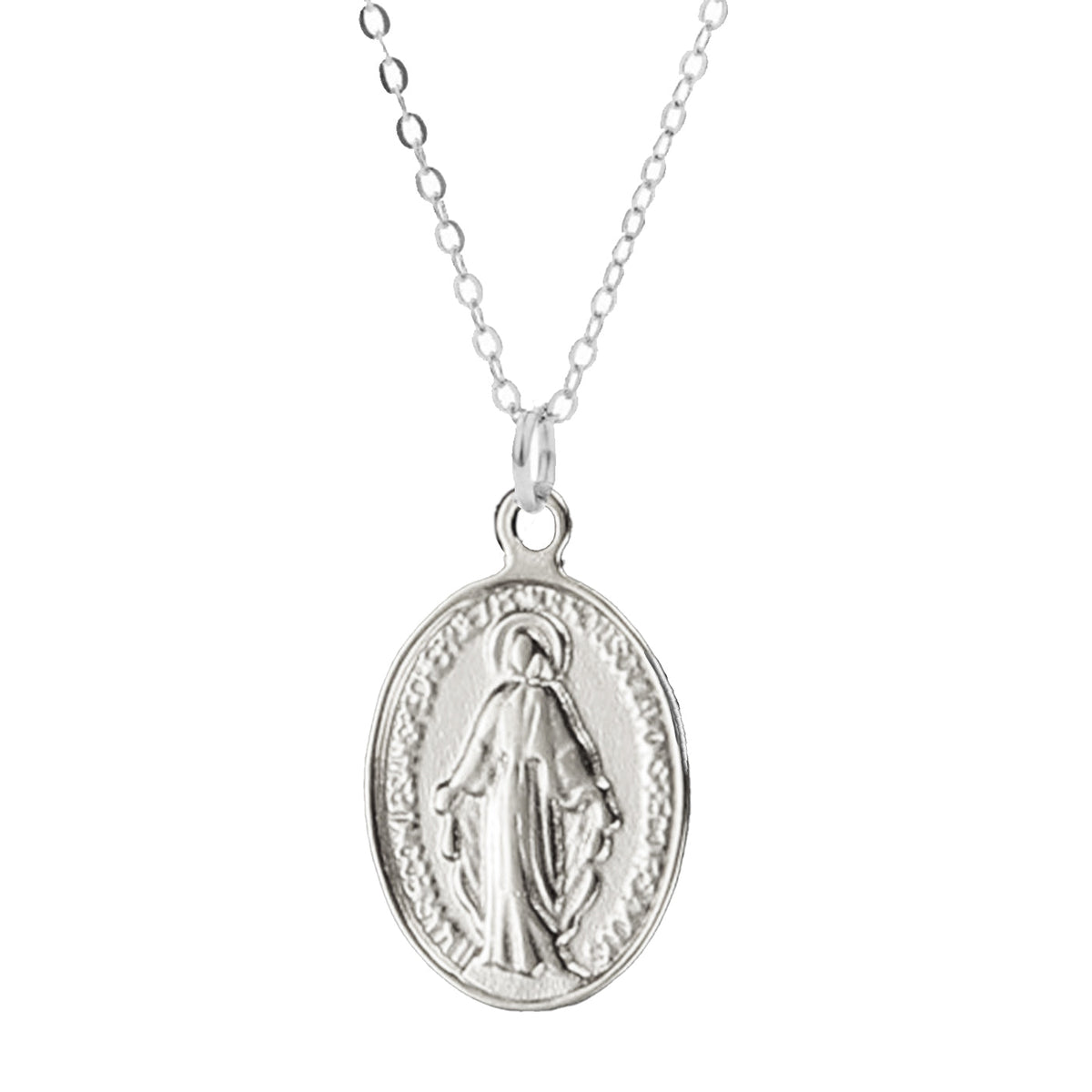 Sterling Silver Miraculous Medal Necklace Gift Set - 3/4-inch