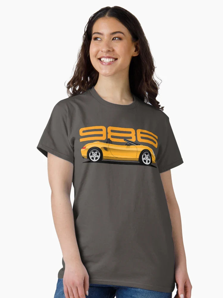 Porsche 986 Boxster classic illustration Yellow