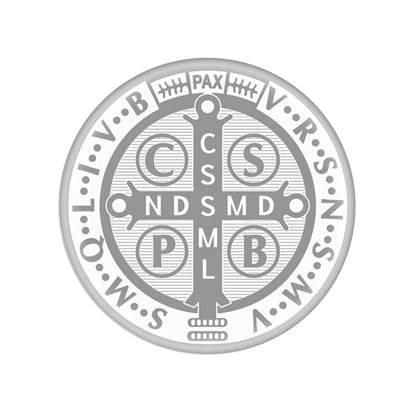 White St Benedict Medal Glass Magnet