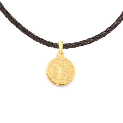 18K Gold-plated Stainless Steel 10 mm St. Benedict Medal - Bracelet Size - Buy 1 Get 1 FREE!
