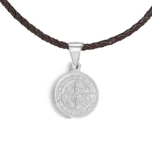 Stainless Steel St. Benedict Medal Necklace - Bracelet Size