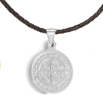 Stainless Steel St. Benedict Medal Necklace - Petite
