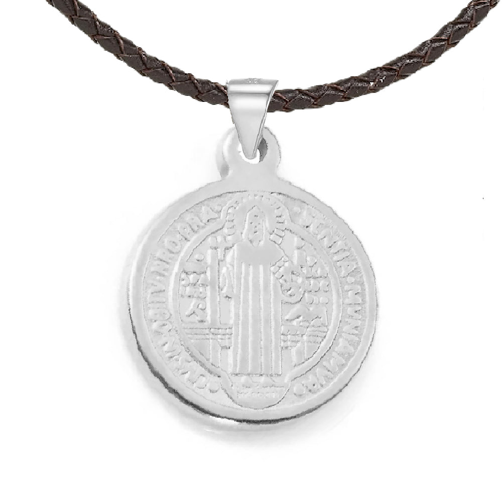 Stainless Steel St. Benedict Medal Necklace - 18 mm