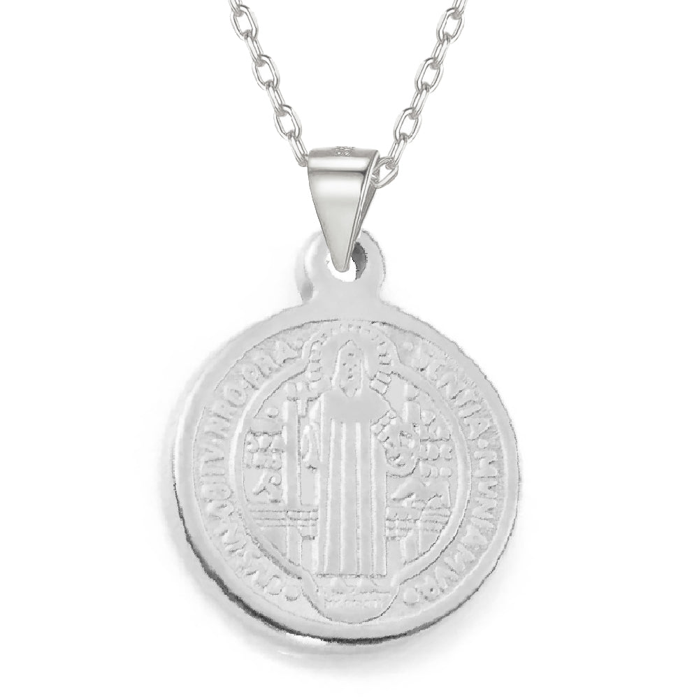 Stainless Steel St. Benedict Medal Necklace - 18 mm