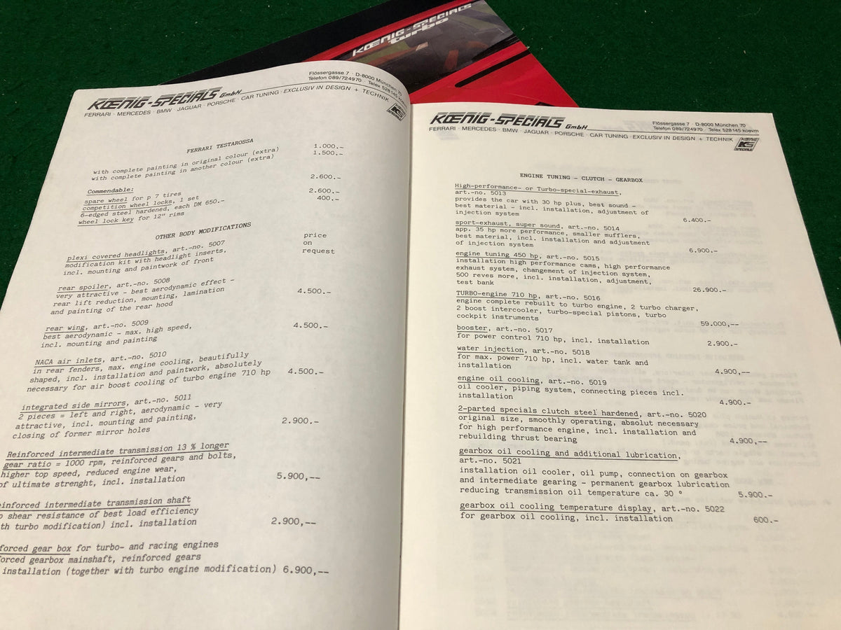 Ferrari Testarossai Koenig Specials Brochure