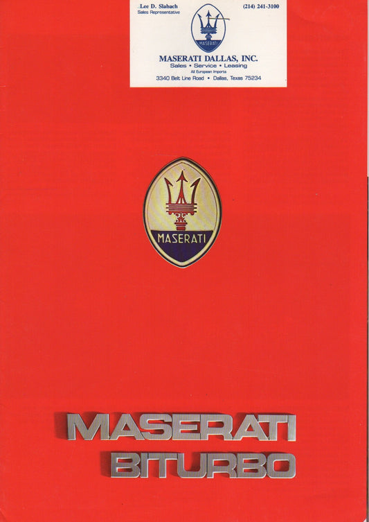Maserati Biturbo Brochure (R28)(w/Card)