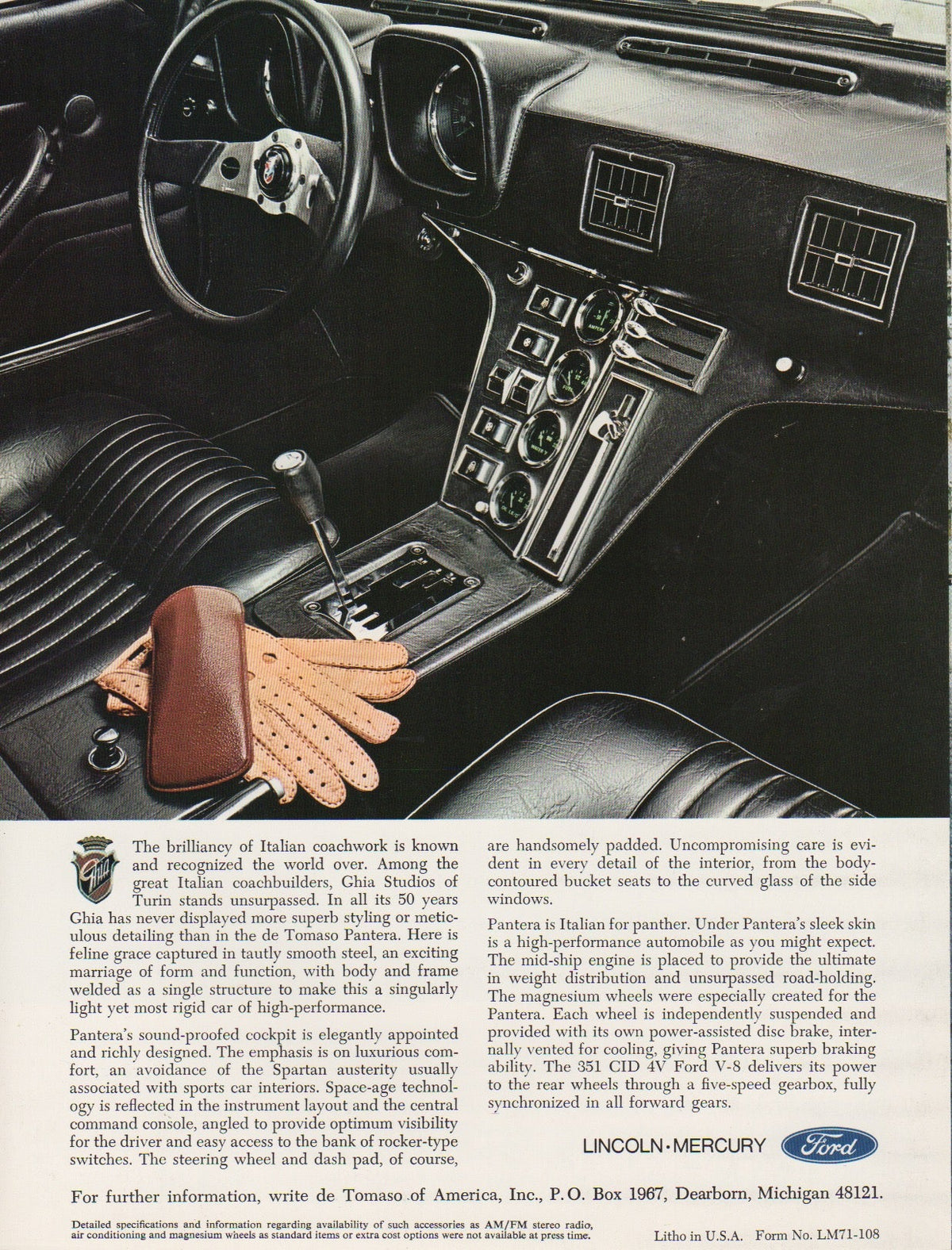 De Tomaso Pantera Brochure