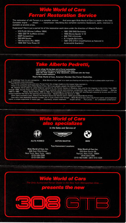 Ferrari 308 GTB Dealer Brochure