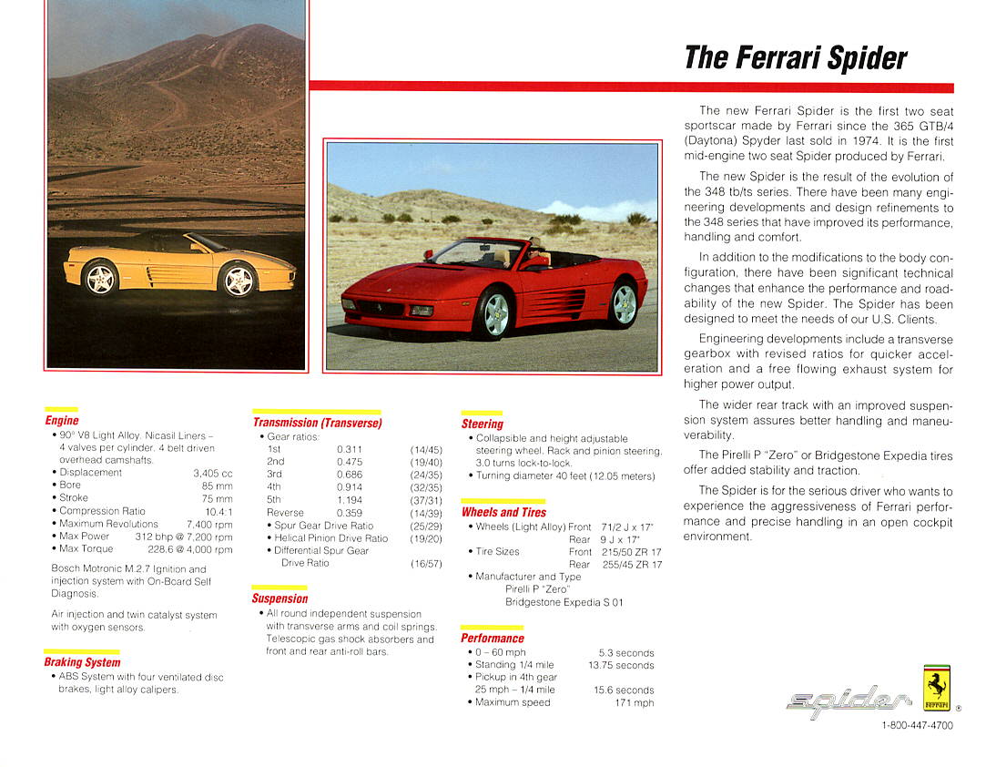 Ferrari 348 Spider Brochure