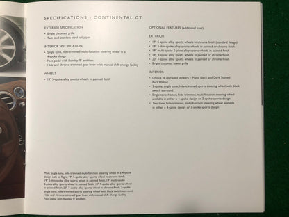 Bentley Continental GT Deluxe Brochure